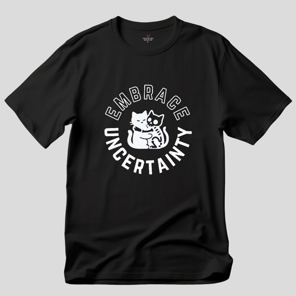 Embrace Uncertainty Cats - Cotton Graphic T-Shirt